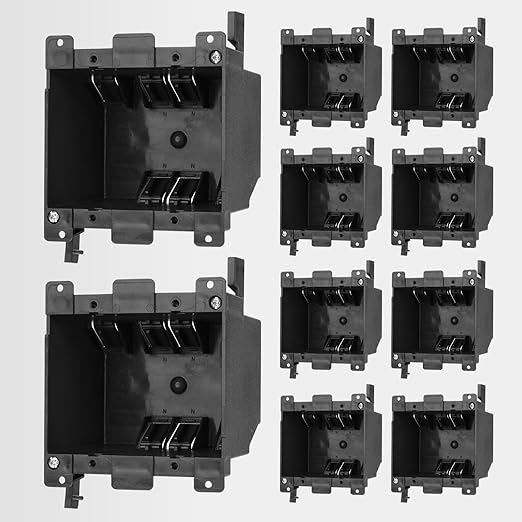 Fire-Rated 2-Gang PVC Black Electrical Box, 25 Cubic Inch – ETL Listed by YQMIGU