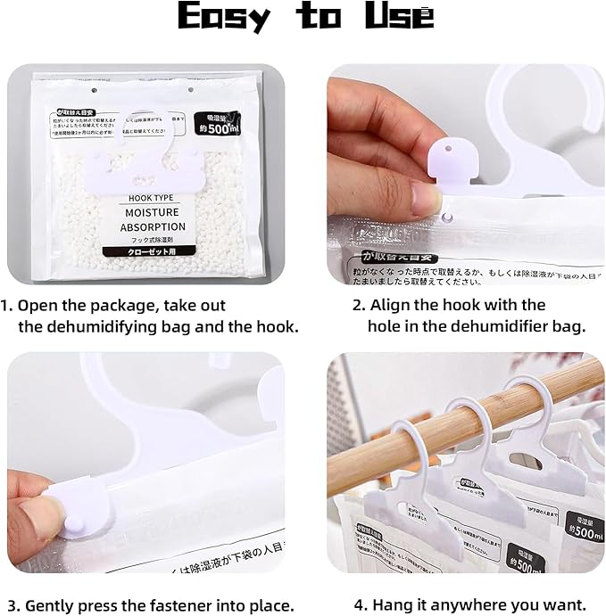 Hanging Moisture Absorbers, Portable Dehumidifier Bags, Fragrance Free Humidity - Image 6