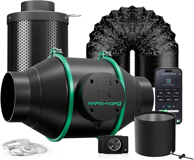 MARS HYDRO iFresh 4 Inch Smart Inline Fan Combo, by MARSHYDRO