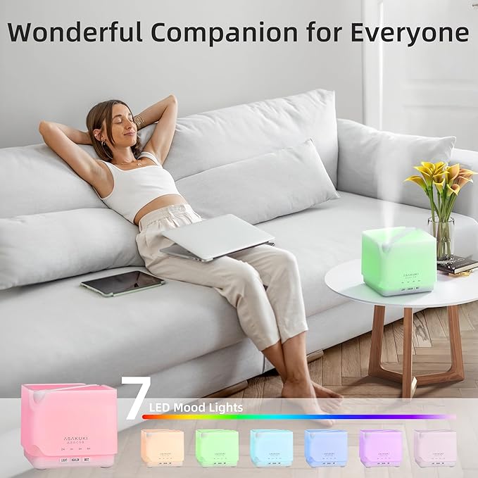 ASAKUKI Essential Oil Diffuser, Auto-Off Safety Switch, and 7 LED Light Colors - Image 2