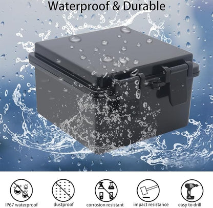 Junction Box, Hinged Black Cover IP67 Waterproof ABS Project Box - Image 2