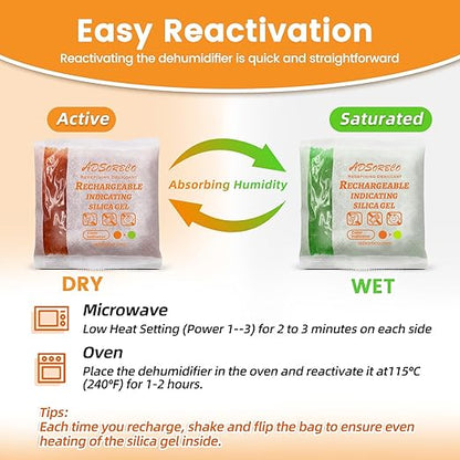 Adsorbco Rechargeable Desiccant, Indicating Silica Gel Packets, Moisture - Image 6