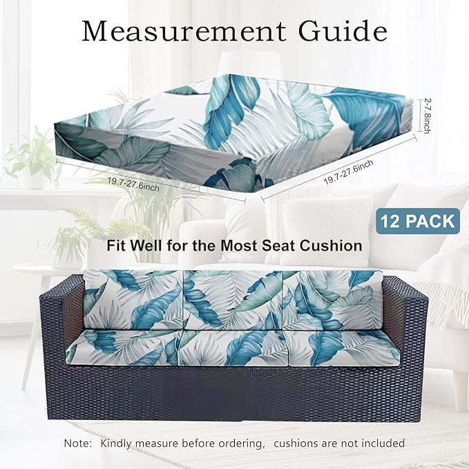 12Pcs Stretch Patio Cushion Covers Outdoor Couch Cover Replacement, Outdoor - Image 2