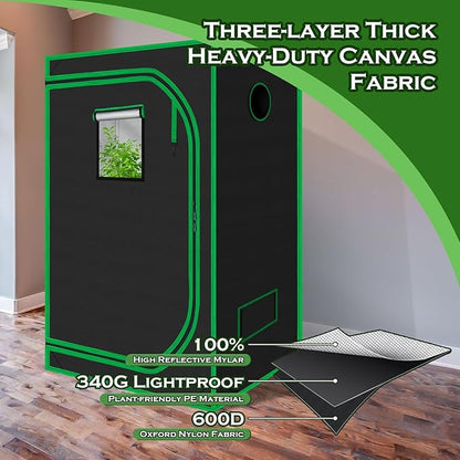60"x60"x78" 600D Mylar Hydroponic Growing Tents - Image 5
