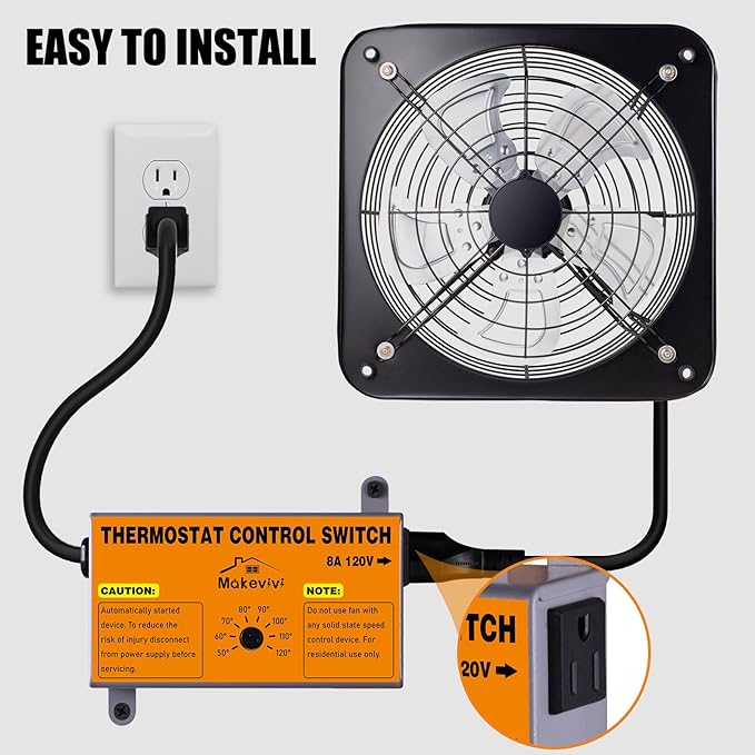 Attic Fan Thermostat-Control, Adjustable Thermostat - Image 2