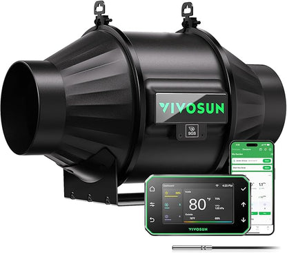VIVOSUN T4 4" Inline Duct Fan & Temperature Humidity Controller, E42A+ WiFi-App by VIVOSUN