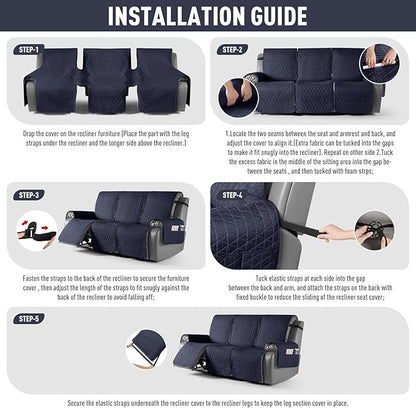 TAOCOCO 100% Waterproof Recliner Cover, Non-Slip Washable Reclining Couch Cover - Image 7