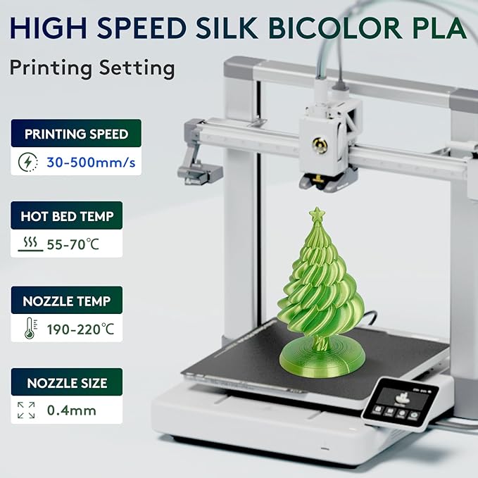 ERYONE Silk Dual Color PLA Filament 3D Printer 1.75mm +/- 0.03mm, Bicolor - Image 2