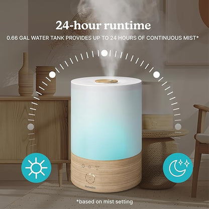 Homedics Cool Mist Ultrasonic Humidifier, 8-Colors Night Light, 0.66 Gal - Image 6