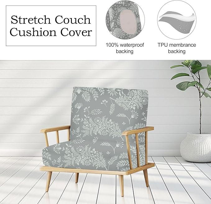 Ourdoor Cushion Covers Waterproof Set of 8 Floral Printed Stretch Patio Chair - Image 4