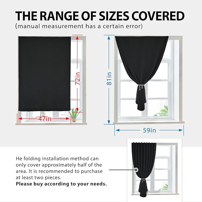 Autohesion Curtains for Windows, Bedroom Blackout Curtains for - Image 3