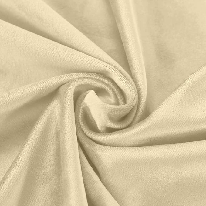 ChadMade Blackout Lined Premium Velvet Curtain Cream 72Wx102L Inch, Eyelet - Image 6