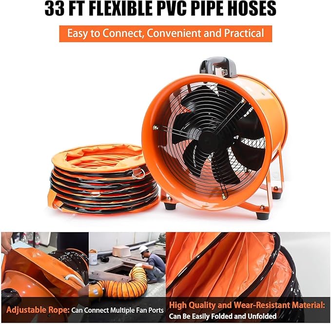 8-Inch High-Velocity Portable Utility Blower Fan, Industrial Exhaust Fan - Image 5