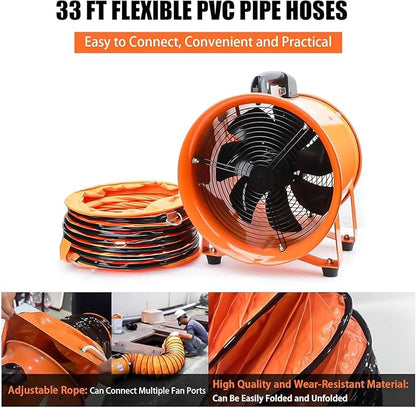 8-Inch High-Velocity Portable Utility Blower Fan, Industrial Exhaust Fan - Image 5