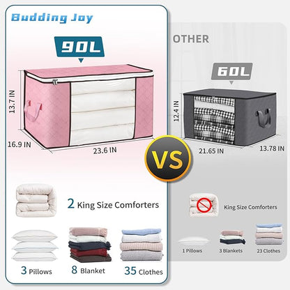 Budding Joy 90 L Large Storage Bags, 6 Pack Clothes Bins Foldable Closet - Image 2
