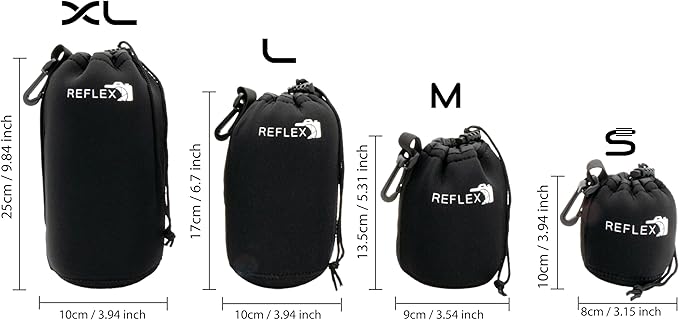 REFLEX CAMERA Drawstring Camera Lens Pouches 4 Pack Thick Padded Pouch Set - Image 4