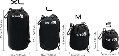 REFLEX CAMERA Drawstring Camera Lens Pouches 4 Pack Thick Padded Pouch Set - Image 4