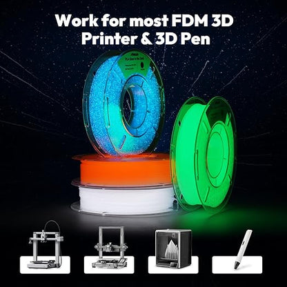 AMOLEN Glow in The Dark 3D Printer PLA Filament Christmas Bundle, Glow Filament - Image 6