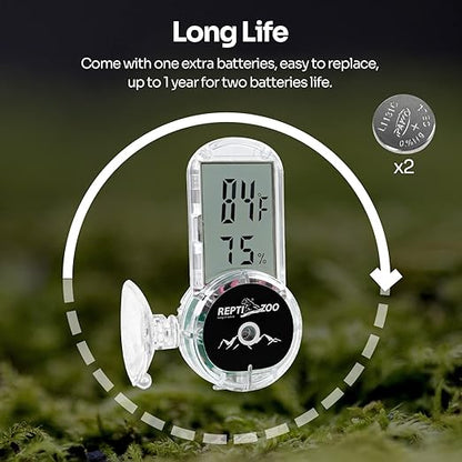 REPTI ZOO Upgraded Reptile Terrarium Thermometer Hygrometer, Digital Pet - Image 5