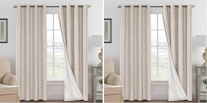 H.VERSAILTEX Blackout Curtains, Linen Curtains 108 inches Long 100% Black Out by HVERSAILTEX