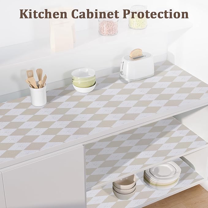 Beige Shelf Liner for Kitchen Cabinets 12" x 240" Non-Adhesive Non-Slip Drawer - Image 6