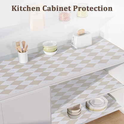 Beige Shelf Liner for Kitchen Cabinets 12" x 120" Non-Adhesive Non-Slip Drawer - Image 5