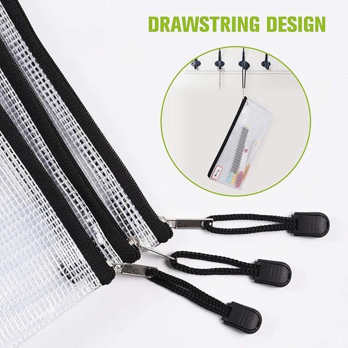 Mesh Zipper Pouch, A5 Size Tear-Resistant Document Pouch, Extra Large Zip File - Image 5