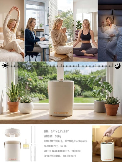 Humidifier, Essential Oil Diffuser, 2L Top Fill Humidifiers - Image 8