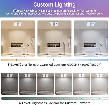 Bathroom Exhaust Fan with Heater, 230 CFM Quiet Ceiling Fan with 3 Dynamic RGB - Image 8