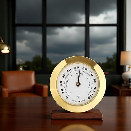Gold Upgraded Hygrometer Humidity Meter Mini 38mm Round Glass Analog Hygrometer - Image 8