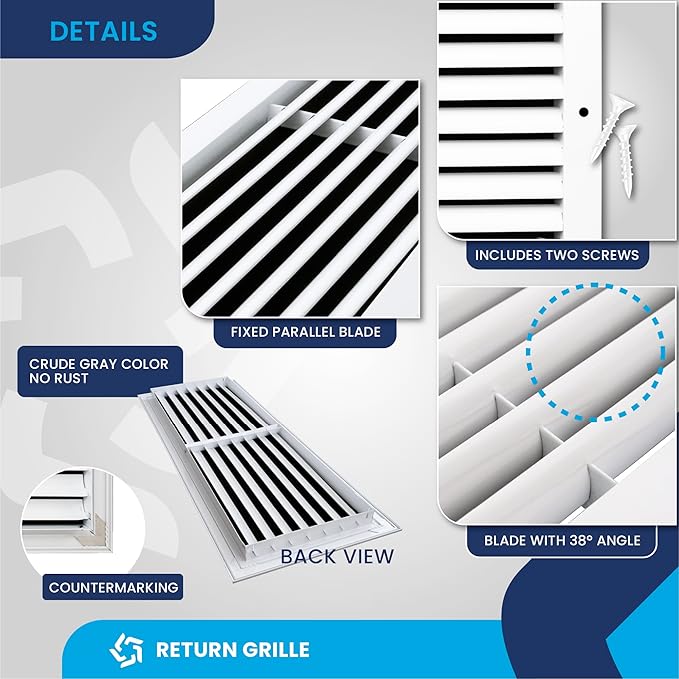 24x8 Inch Air Return Vent Cover Decorative – Premium Aluminum AC Vent Cover - Image 9
