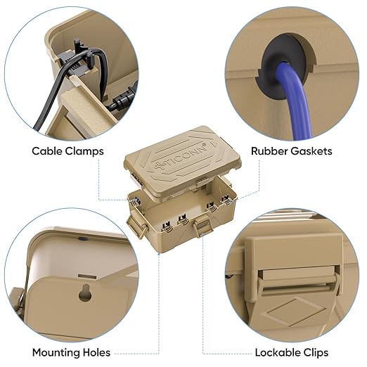 TICONN Outdoor Electrical Box, IP54 Splash-Proof Outdoor Extension Cord Cover - Image 4
