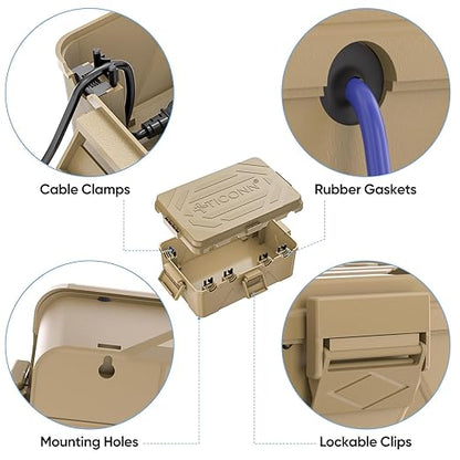 TICONN Outdoor Electrical Box, IP54 Splash-Proof Outdoor Extension Cord Cover - Image 4