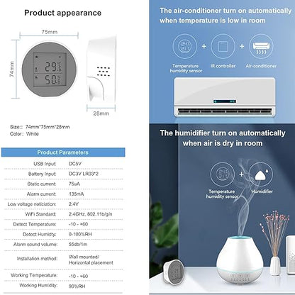 Wengart WiFi Temperature Humidity Sensor WSD400H, 2.4GHz Tuya App, Indoor LCD - Image 5