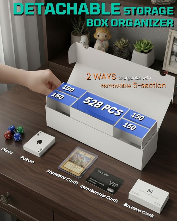 Laminated Trading Card Storage Box, Glossy White Cardboard Collector Box - Image 2