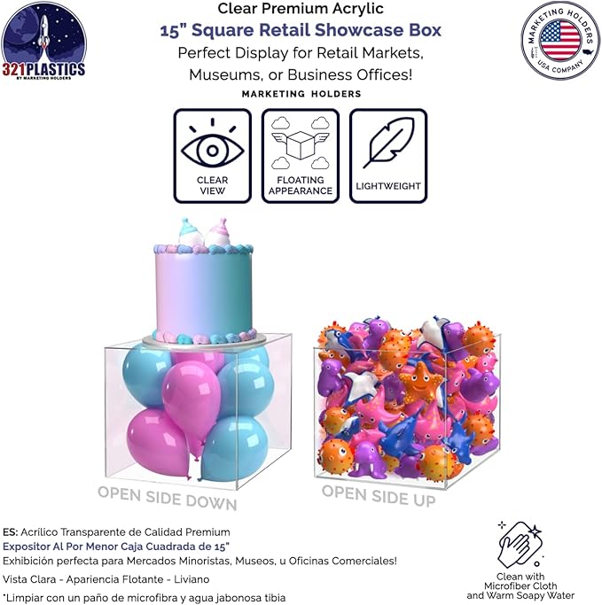 15" x 15" Clear Acrylic Display Box - Image 2