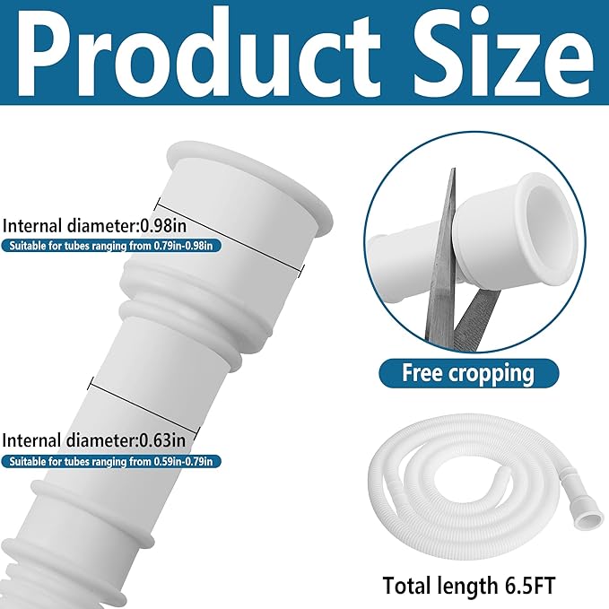 6.5 Ft Dehumidifier Drain Hose 3/4" FHT- Cuttable Leakproof Dehumidifier - Image 2