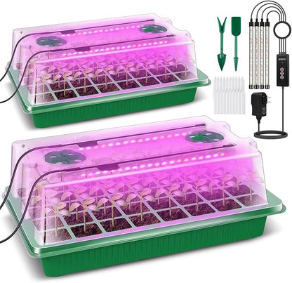 Verdenu Seed Starter Tray with Grow Light, 2 Pack 80 Cells Seed Starter Kit by Verdenu