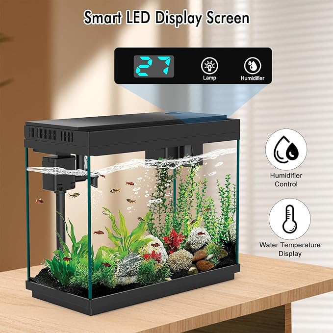 Smart Aquarium Fish Tank with Silent Water Pump, 2.4 Gallon Small Aquarium with - Image 5