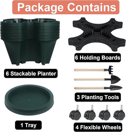 GameXcel Vertical Planter 6 Tier Stackable Planters Garden Planters Strawberry - Image 8