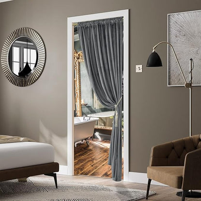 Grey Velvet Blackout Curtains for 48 x 80 Inch Bedroom - Image 8