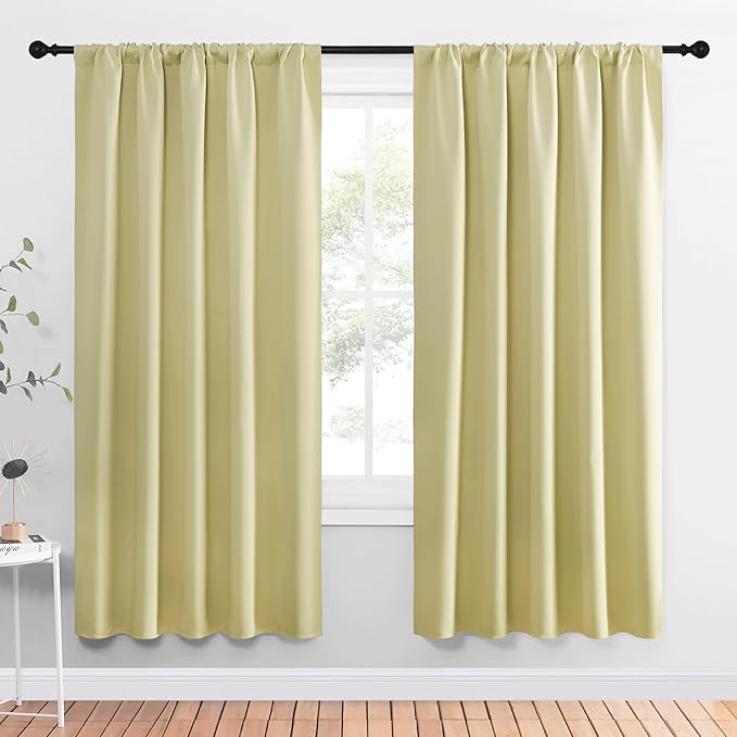 NICETOWN Window Curtains Blackout Drapes, Paler Yellow, 1 Pair, 52 by 72-Inch by NICETOWN