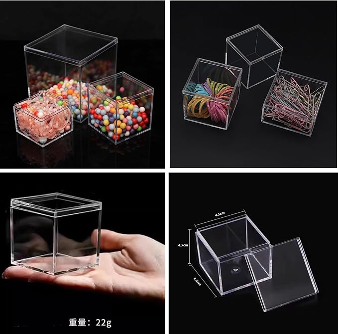 Acrylic box with Lid Clear 4 Pack Small Clear Acrylic Square Cube Plastic - Image 4