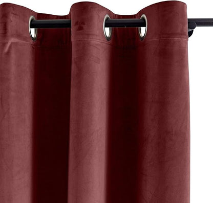 ChadMade Extra Wide Blackout Lined Premium Velvet Curtain Burgundy 120Wx102L - Image 2