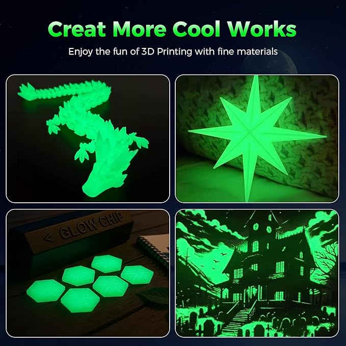 Creality 3D Luminous PLA Printer Filament, 1.75mm Glow in The Dark Shiny - Image 7