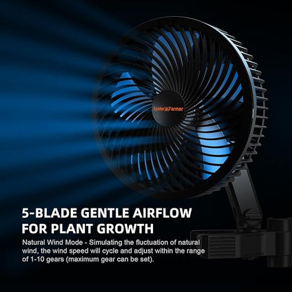 Spider Farmer 2-Pack Grow Tent Clip Fan 6", EC Motor, Custom 10 Dynamic Wind - Image 5