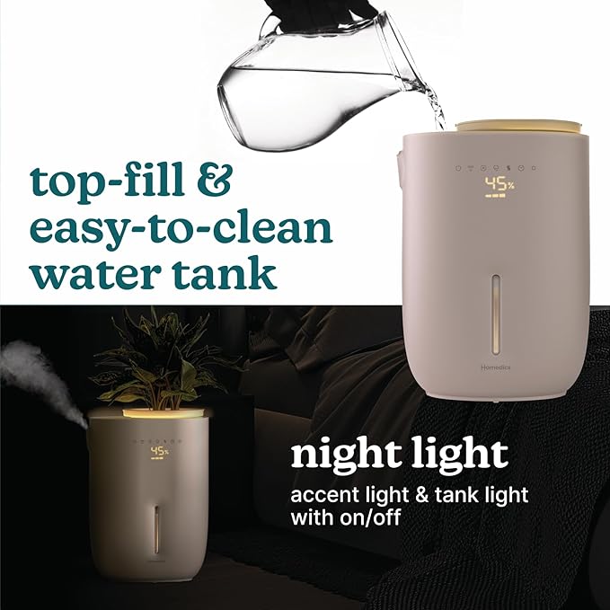 Homedics Natura Ultrasonic Warm & Cool Mist Humidifier, 1.3-Gal - Image 7