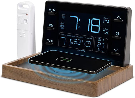 AcuRite Weather Valet with Qi-Certified Wireless Charging Pad, Auto-Dimming LCD by AcuRite