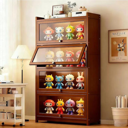 Display Cabinet with Acrylic Glass Doors, Tall Storage Cabinet with Adjustable by JOIHGA