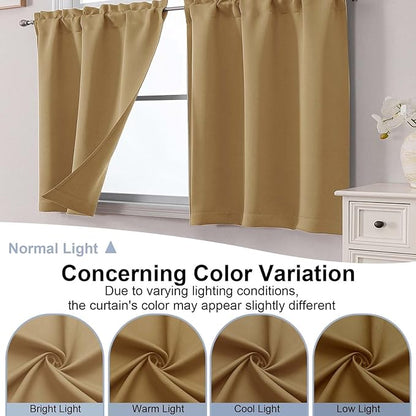 Chyhomenyc Gold Short Blackout Curtains 36 Inch Length, Small Kitchen Curtain - Image 8